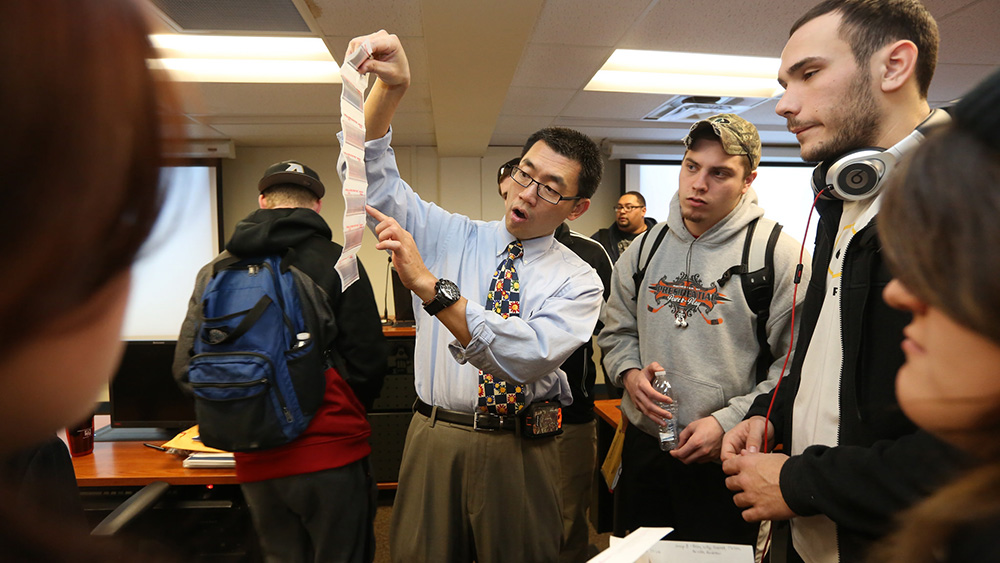 A PennWest California professor instructs his students in the field of Homeland Security.