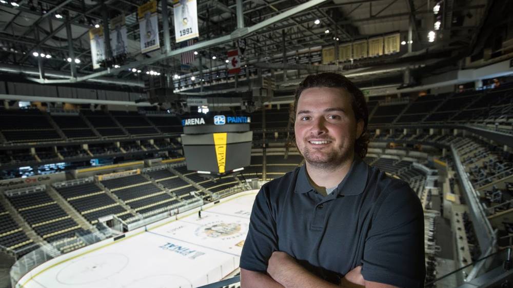 A PennWest California student working with the Pittsburgh Penguins.