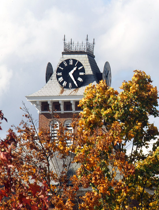 Clock tower at Old Main.