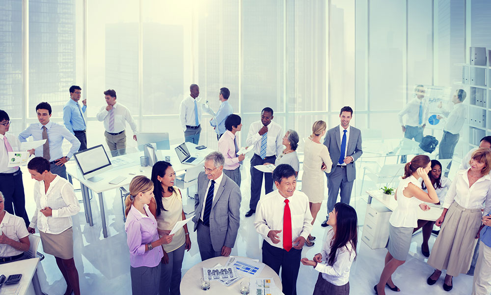 Group of businesspeople at a networking event.
